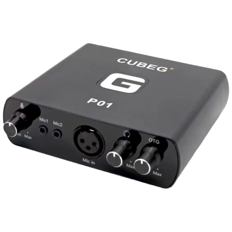 CubeGP01S External Live Streaming Sound Card with Built-in 48V Power, Universal Microphone, Rack-Mountable, Hi-Fi Sound Quality, Live Streaming, Karaoke, Recording, Professional E-Sports Streaming Equ