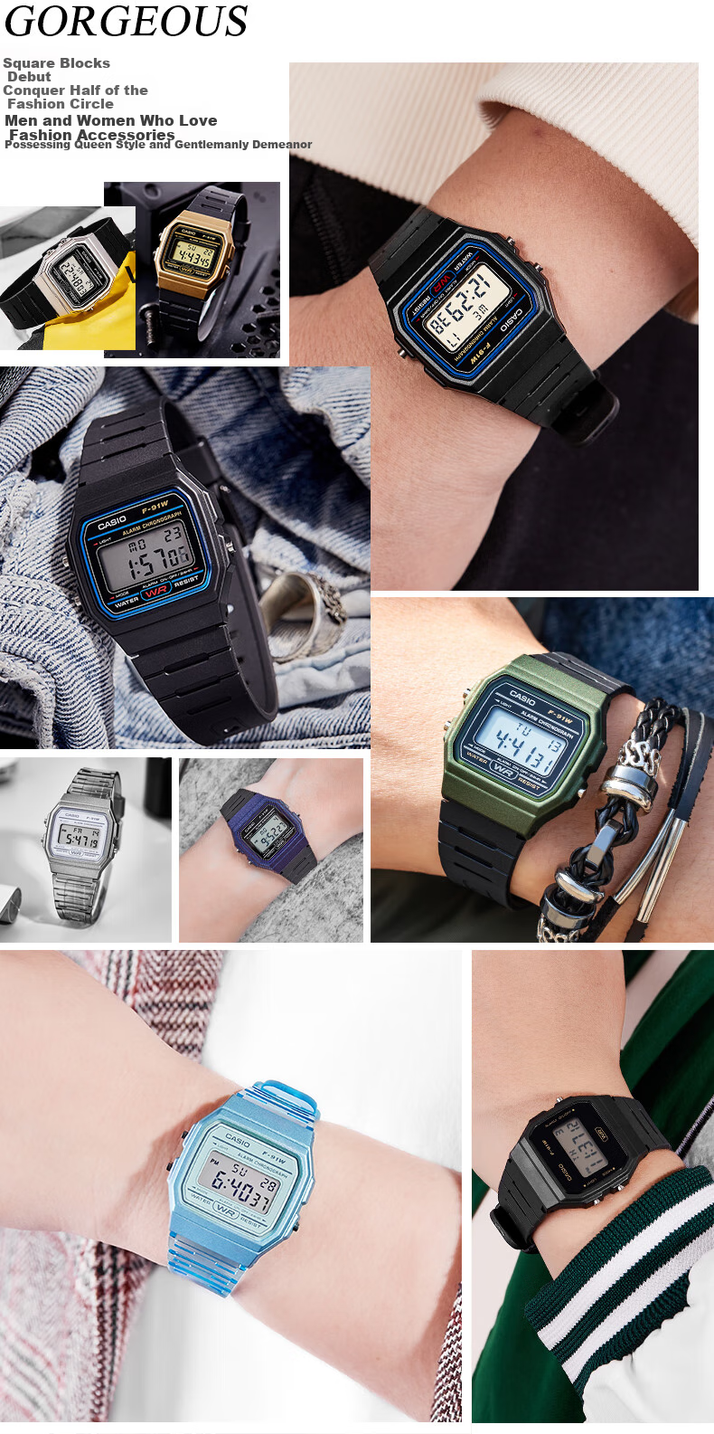 Casio Casio F-91W Watch for Men And Women, Retro Small Square Student Watch F-91WM 3