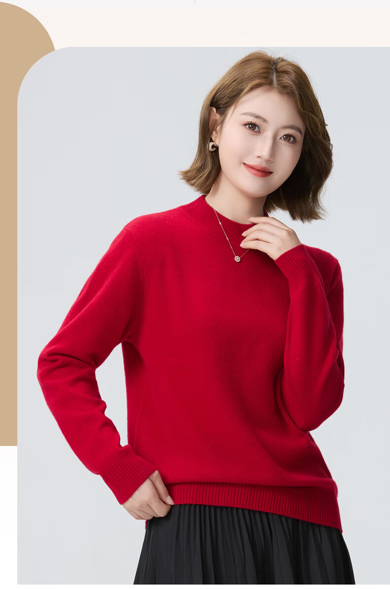 Romon Pure Cashmere Women's Lightweight Half Turtleneck Pullover Knit Sweater Autumn Winter 2
