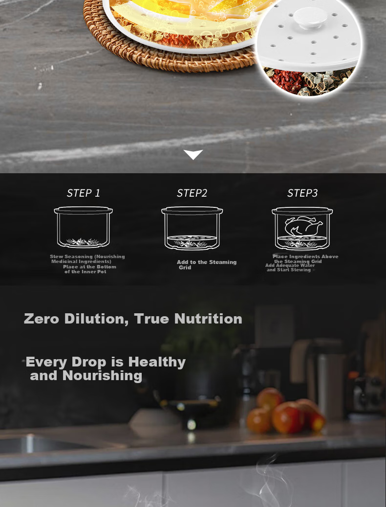 TONZE Electric Stew Pot, Electric Casserole, Electric Clay Pot, Double Boiler, Soup Maker, Porridge Cooker, Bird's Nest Health Pot, Baby Food Cooker, Stainless Steel Multifunctional All-In 35EG 3.5L 10