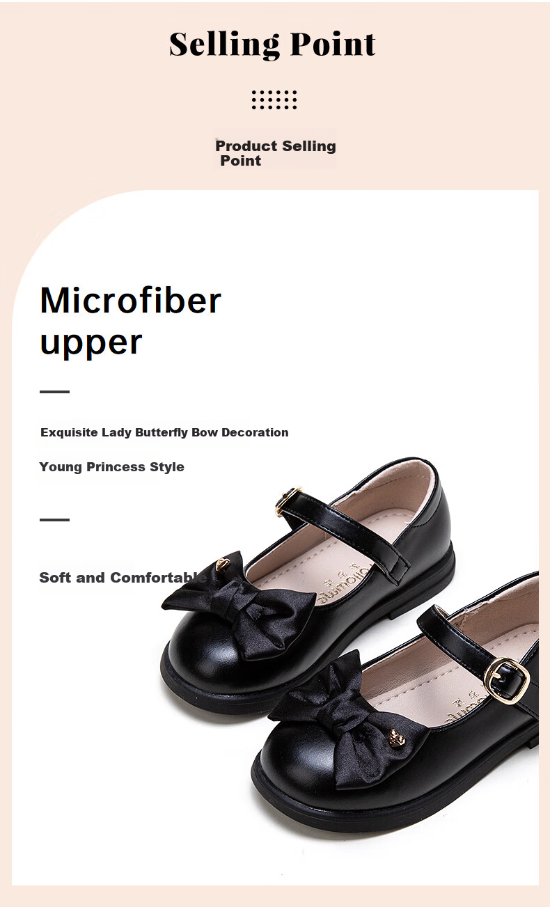 Follow Me Girls' Leather Shoes, Black Soft-Soled Princess Shoes, Children's Fashionable School Hostage Performance Flats, Patent Black, Size 31 7