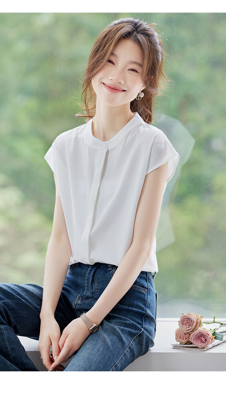 Jeanswest Women's Orange Round Neck Short Sleeve Cardigan Shirt Summer Elegant High-Quality Commuter Versatile Top 2XL 12