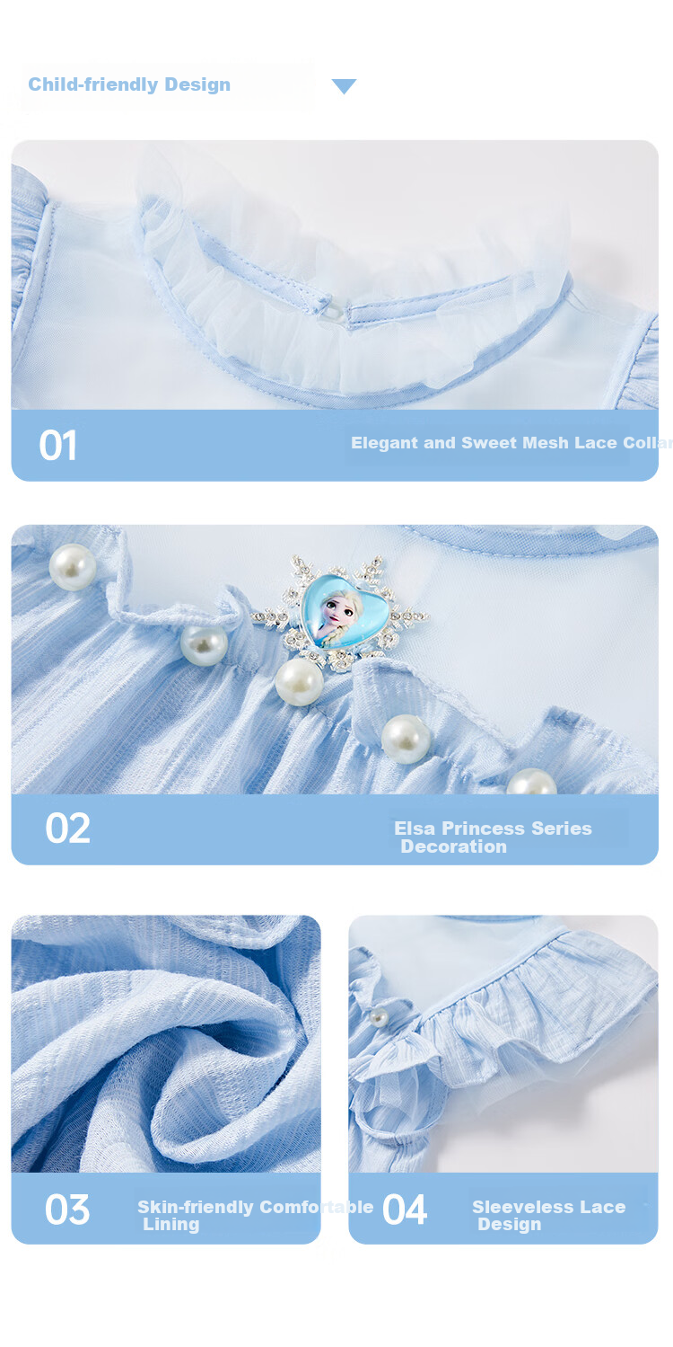 Disney Children's Summer Outfit, Girls' Summer Clothing Set, 2026 New Stylish Thin Style, Baby Summer Clothes, Girls' Clothing 3