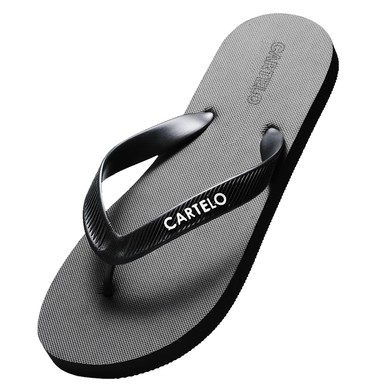 CARTELO Flip-Flops for Men, Summer Beach Outdoor Wear, Soft Sole, Indoor Slippers, VP1520, Black, Size 43