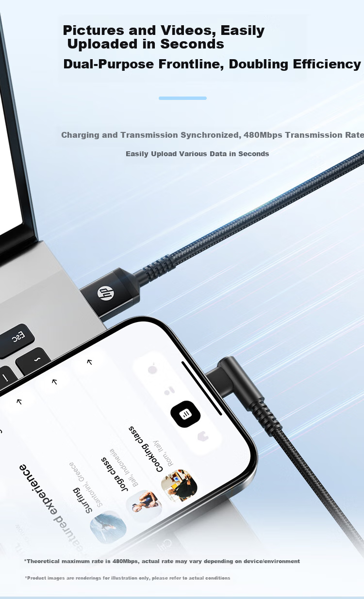 HP Gaming Curved Braided Fast Charging Cable Carplay Cable USB to Type-C Data Cable Suitable for Huawei Honor Xiaomi Android Phones Charging Cable 3A Fast Charging 1 Meter 4