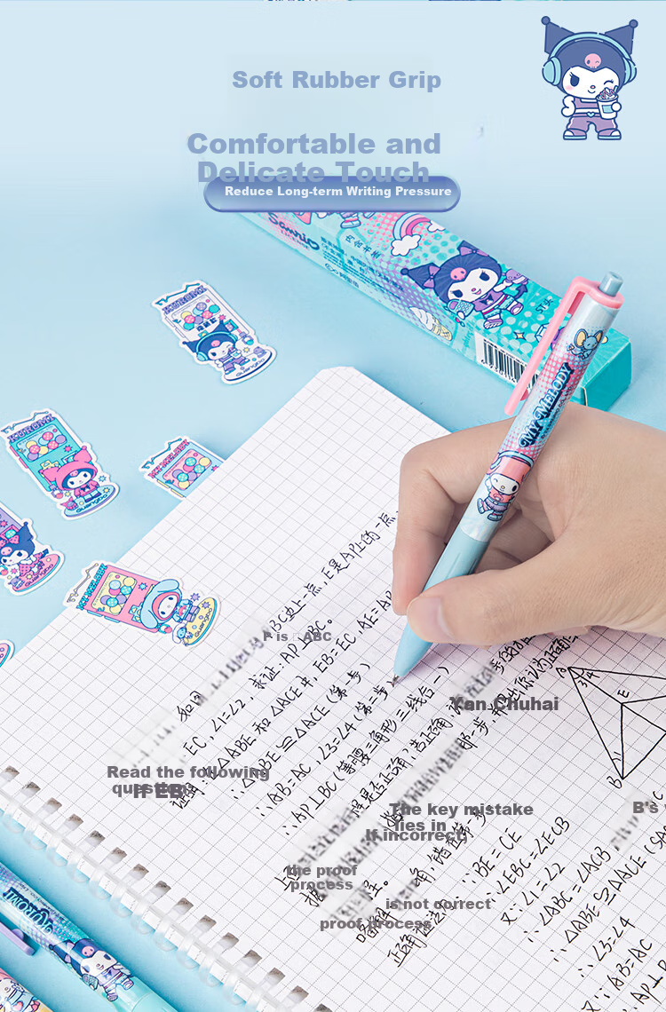 GuangBo &Sanrio Push-Button Blind Box Gel Pen, Black Smooth ST Tip Exam Pen Writing Pen Signature Pen, Stationery Gift KT82202 4