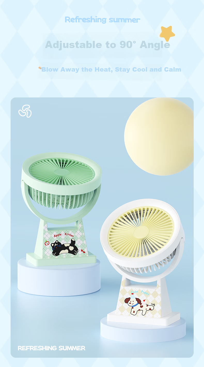 Ouliwen Mini Fan for Desk And Bed, USB Rechargeable, Low Noise, Three Speeds, Portable, Powerful Airflow, for Office And Dormitory Use, Green Color 5