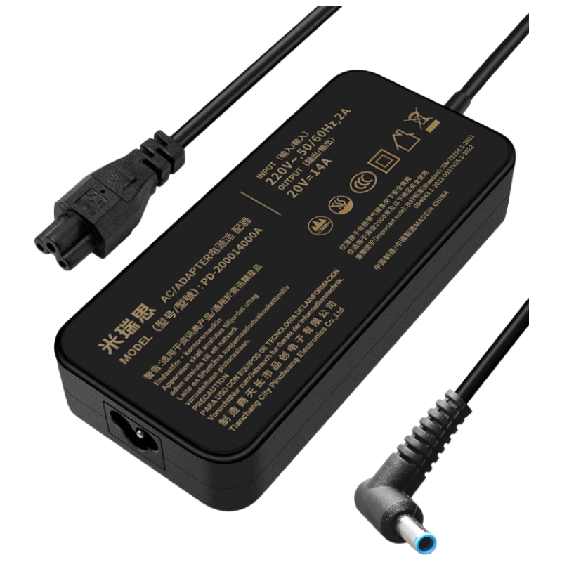 Mryc HP Shadow Elf Laptop Charger, 20V14A 280W Universal, Compatible with HP Night 6/7/8/9/10 Generation Computers, Power Adapter Cable, 4.5*3.0mm Blue Port with Pi