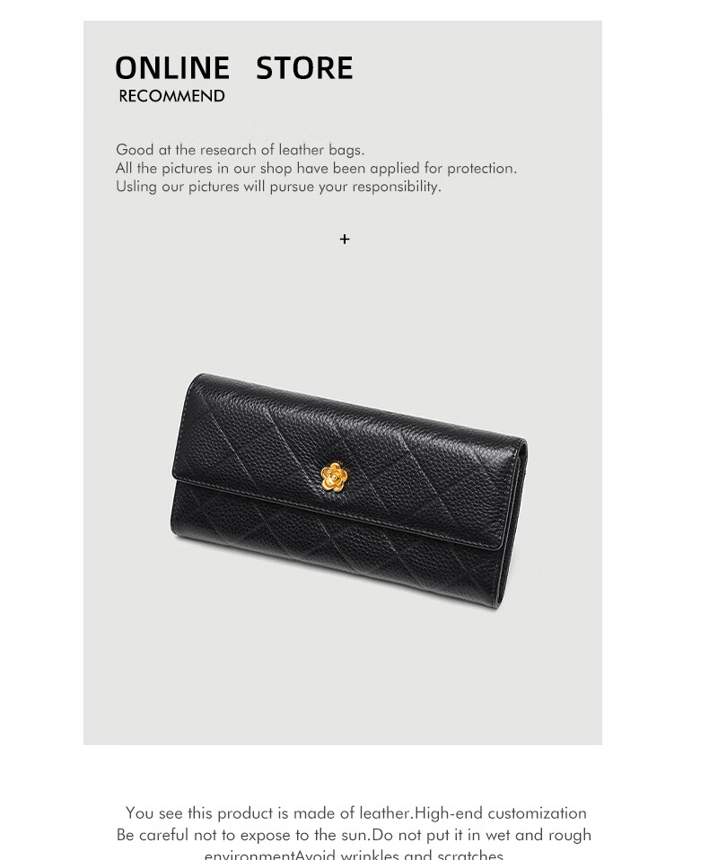 YUYULA Leather Women's Wallet, Large Capacity Clutch Bag, Long Style with Multiple Card Slots, Coin Purse, Light Luxury Leather Wallet, Birthday Gift 2