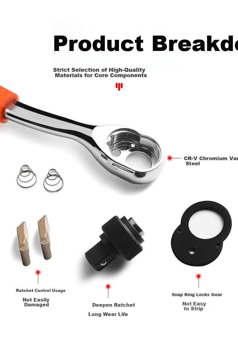 Baolian Quick Socket Ratchet Wrench, Labor-Saving Industrial-Grade Large, Medium, And Small Double-Ended Universal Auto Repair Tool 9