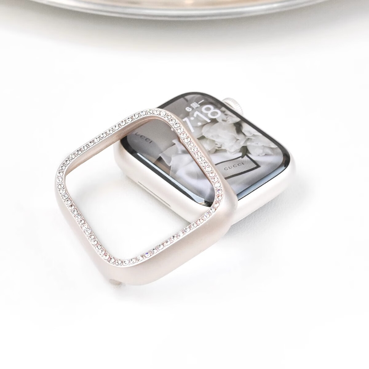Biaodaige Compatible with Apple Watch Protective Case, Suitable for Apple Watch S4/5/6/SE3/2/1 New Models, Semi-Enclosed Single Row Diamond Protective Cover, Shockproof And Scratch-Resistant, 40MM Silver Color 7