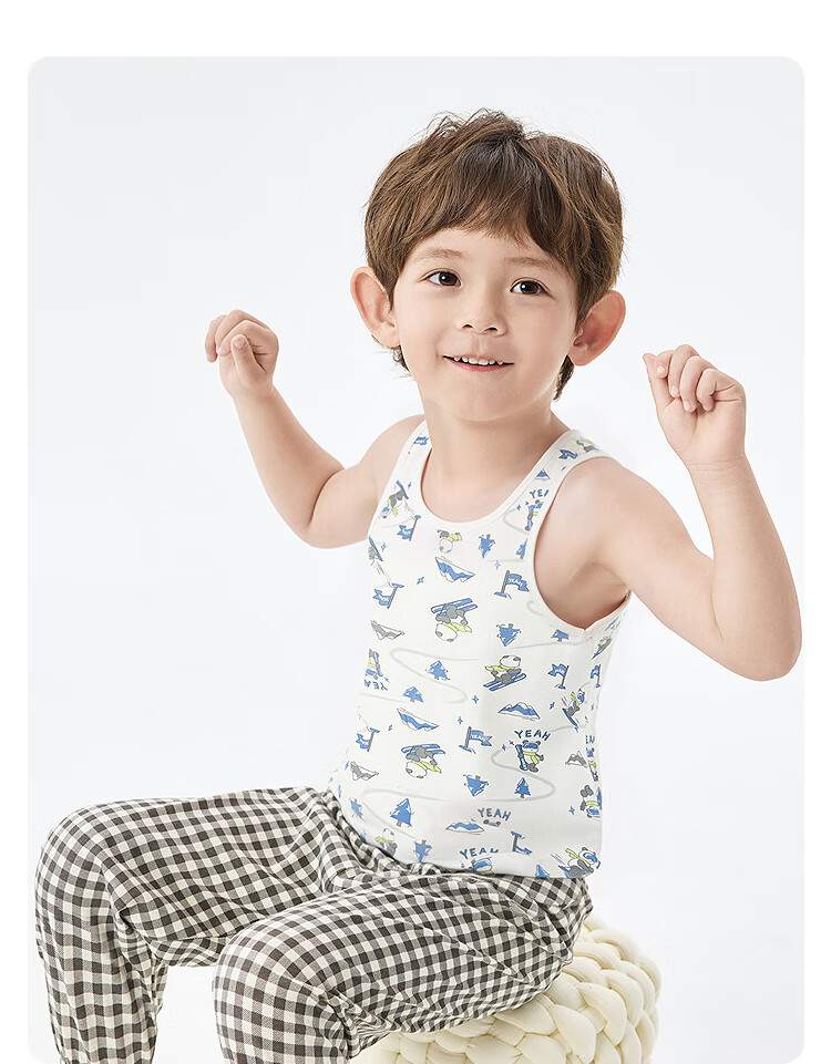 Balabala Kids Vest Boys Girls Base Shirt 2026 New Baby Pure Cotton Sleeveless 2-Pack Soft Skin-Friendly 33