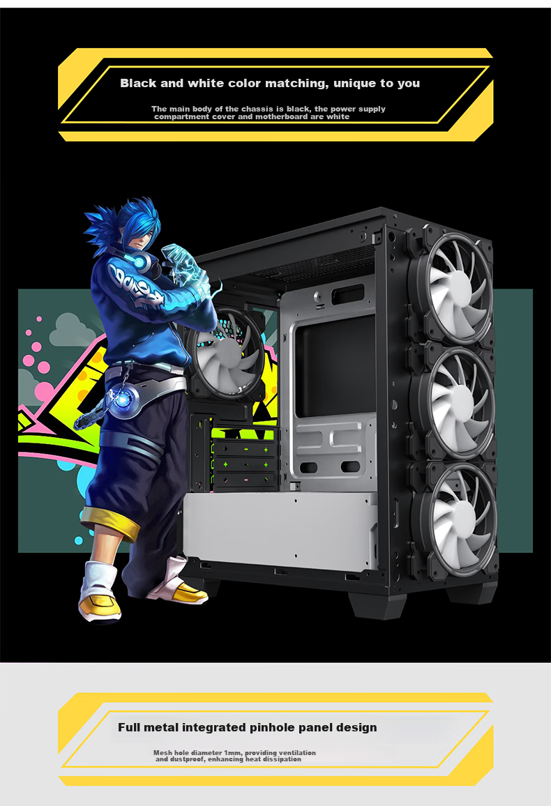 GAMEMAX Titan Giant 2 Full Tower Silent Desktop Computer Tower EATX/soundproof Noise Reduction Plate/water Cooling/360mm Water Cooling Can Only Fit 1 Optical Drive/multi-Bay Gaming Case 3