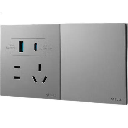 Розетка электрическая BULL G57Z104, 16А, 3 гнезда, цвет: серый
