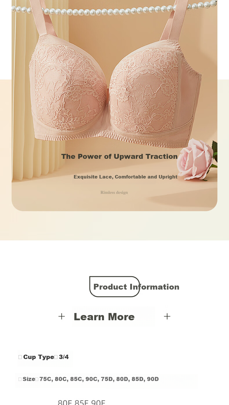 GUJIN Women's Wireless Bra, Minimizing for Large Breasts, Side Support And Gathering, Cotton Fabric, Skin-Friendly, Breathable, Sexy Lace Brassiere 6