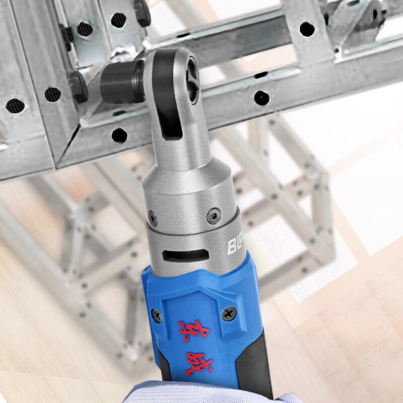 Dongcheng Rechargeable Brushless Ratchet Wrench, 90-Degree Lithium Battery Right Angle Wrench, DCPB04-10EK