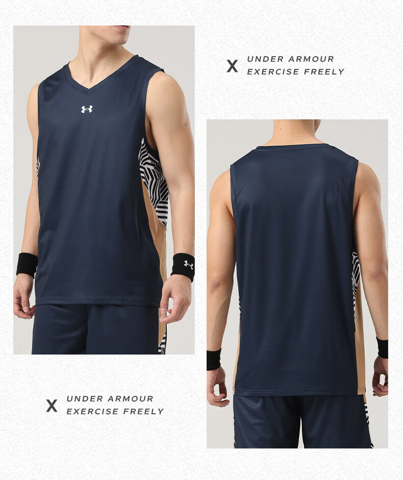 Under Armour Men's Short Sleeve Sports Tank Top Summer Quick-Dry Breathable Loose Fitness Running Training Basketball Shirt 14