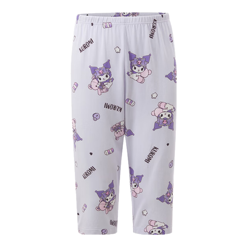 AIMER KIDS Girls' Pajama Set, Milk Leather Fabric, 3A Antibacterial Short-Sleeve Sleepwear/pajama Pants, Single Piece, Girls' Pajama Pants-Kulomi, Size 110
