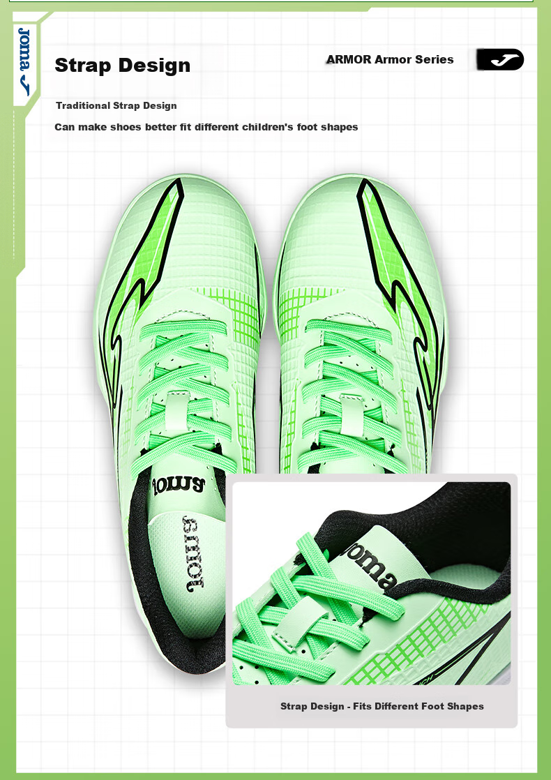 JOMA Children's Soccer Shoes, TF Turf Studs, Youth And Older Kids' Competition And Training Shoes, Grass Green, Size 35 (220mm) 2