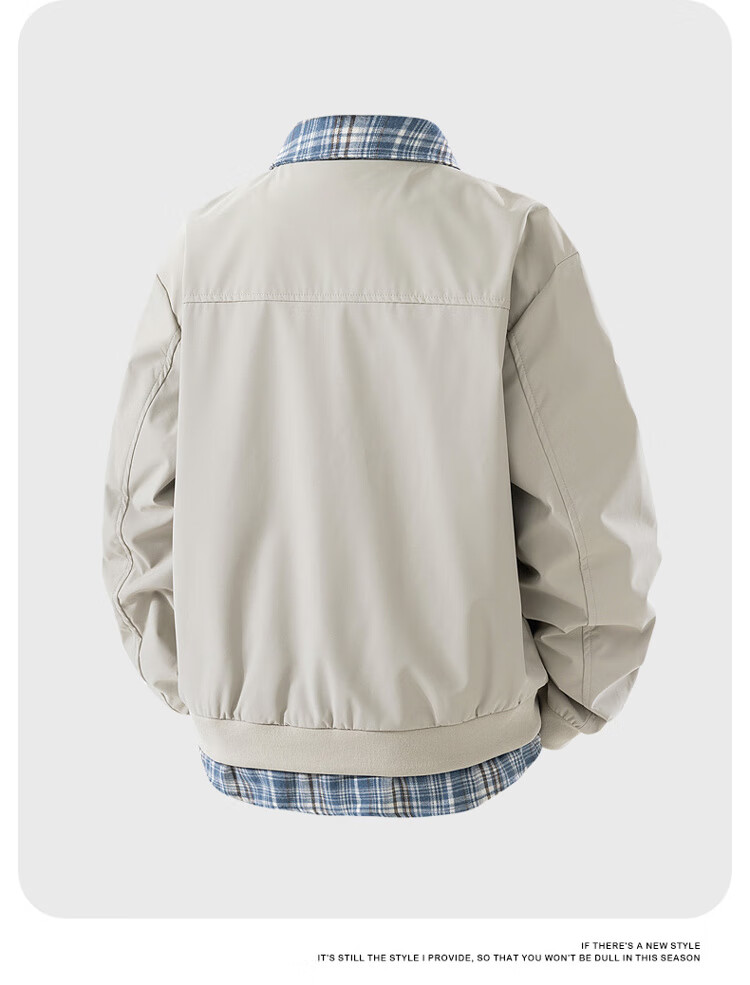 VANCAMEL Men's Youth Lapel Workwear Casual Two-in-One Outdoor Windproof Jacket Beige XL 5