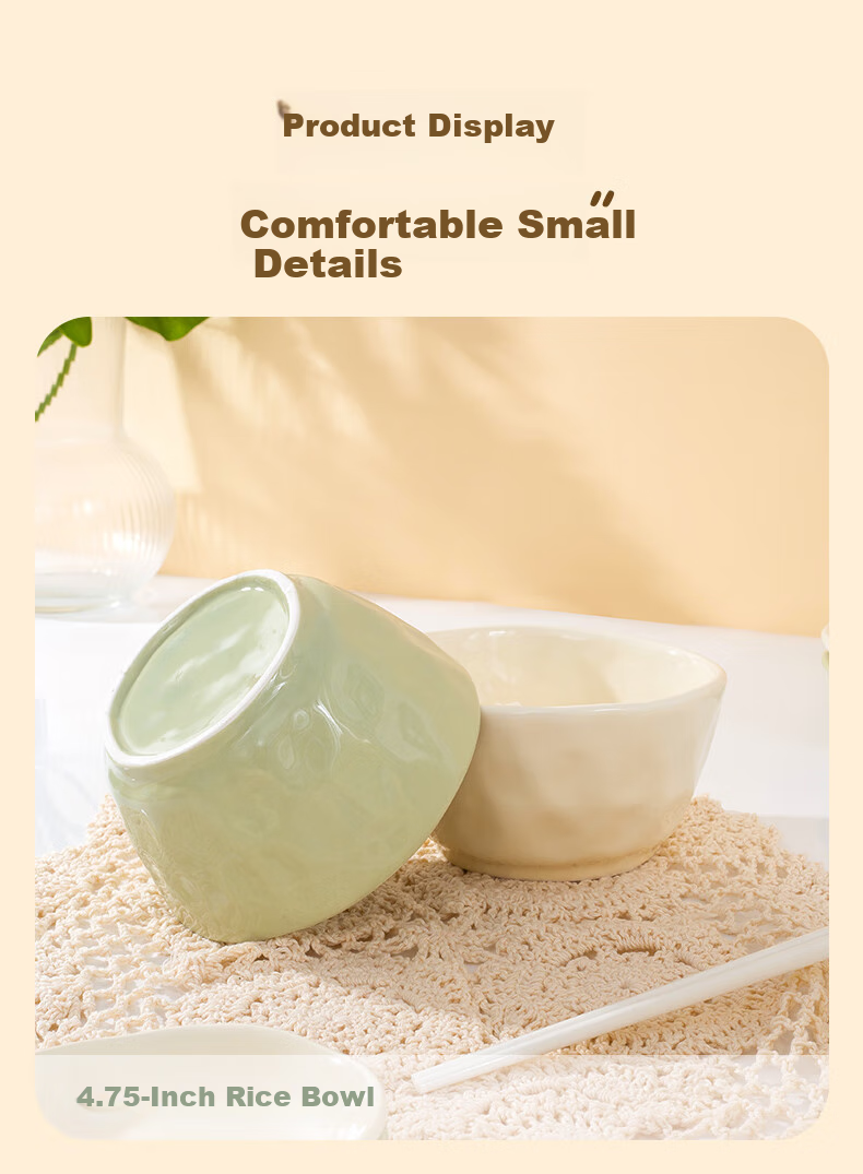 Mingyi Dinnerware Set, High-Temperature Underglaze Ceramic Bowls And Plates, Complete Set of Milk Yellow And Green, 18 Pieces for 4 People, Gift-Giving Set 9