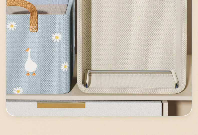 Dreaming Home Fabric Storage Box Household Storage Basket Wardrobe Storage Bin Clothes and Pants Organizer Beige Little Duck 10