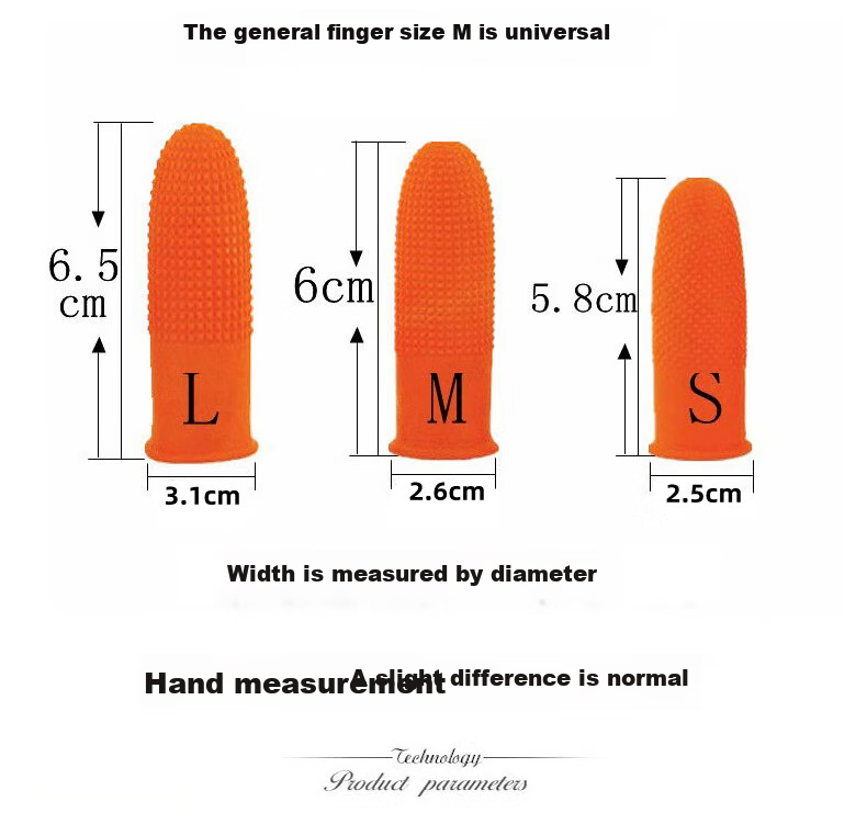 Caiyile Latex Non-Slip Finger Covers, Orange, Size L/big (100 Pieces), 08297 3