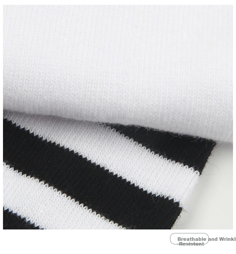 Luomeng Children's Socks, Kindergarten And Elementary School Students' College-Style Patchwork Striped White And Black Performance Dance Socks, Large Sizes 4