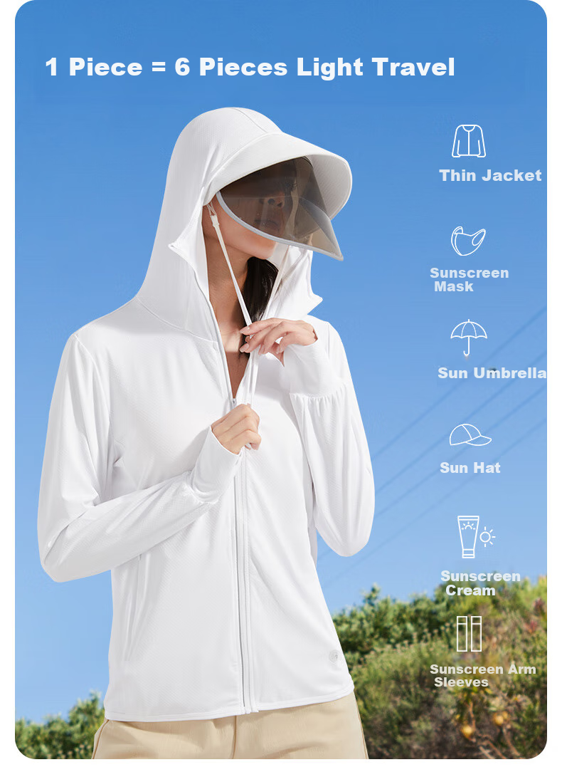 FitonTon Women's Sun Protection Clothing, Summer Outdoor Beach Lightweight Jacket, Breathable Cycling UV Protection Coat, Lightweight Sun Protection Shirt 4