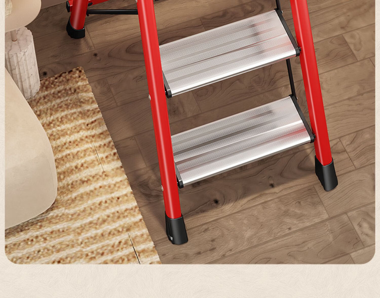 YuanNai Household Safety Folding Ladder Aluminum Alloy Step Ladder White - Four Step Ladder 11