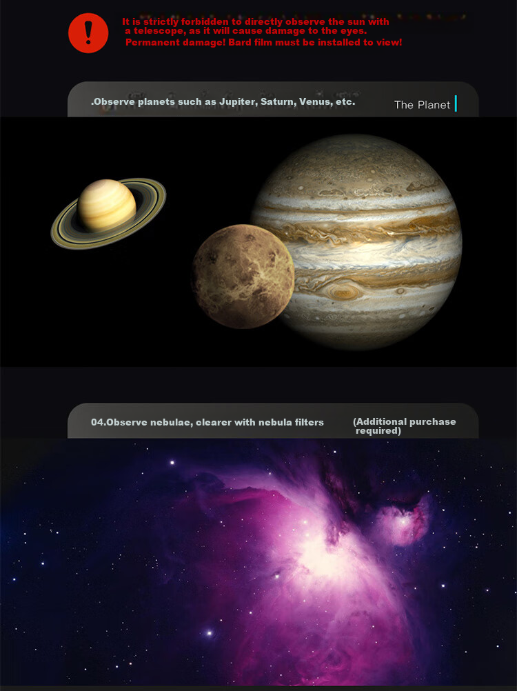 Xingtelang American Brand AM127 Makara Panoramic Telescope, Dual-Use High-Definition High-Magnification Large-Aperture Professional Astronomical Telescope 12