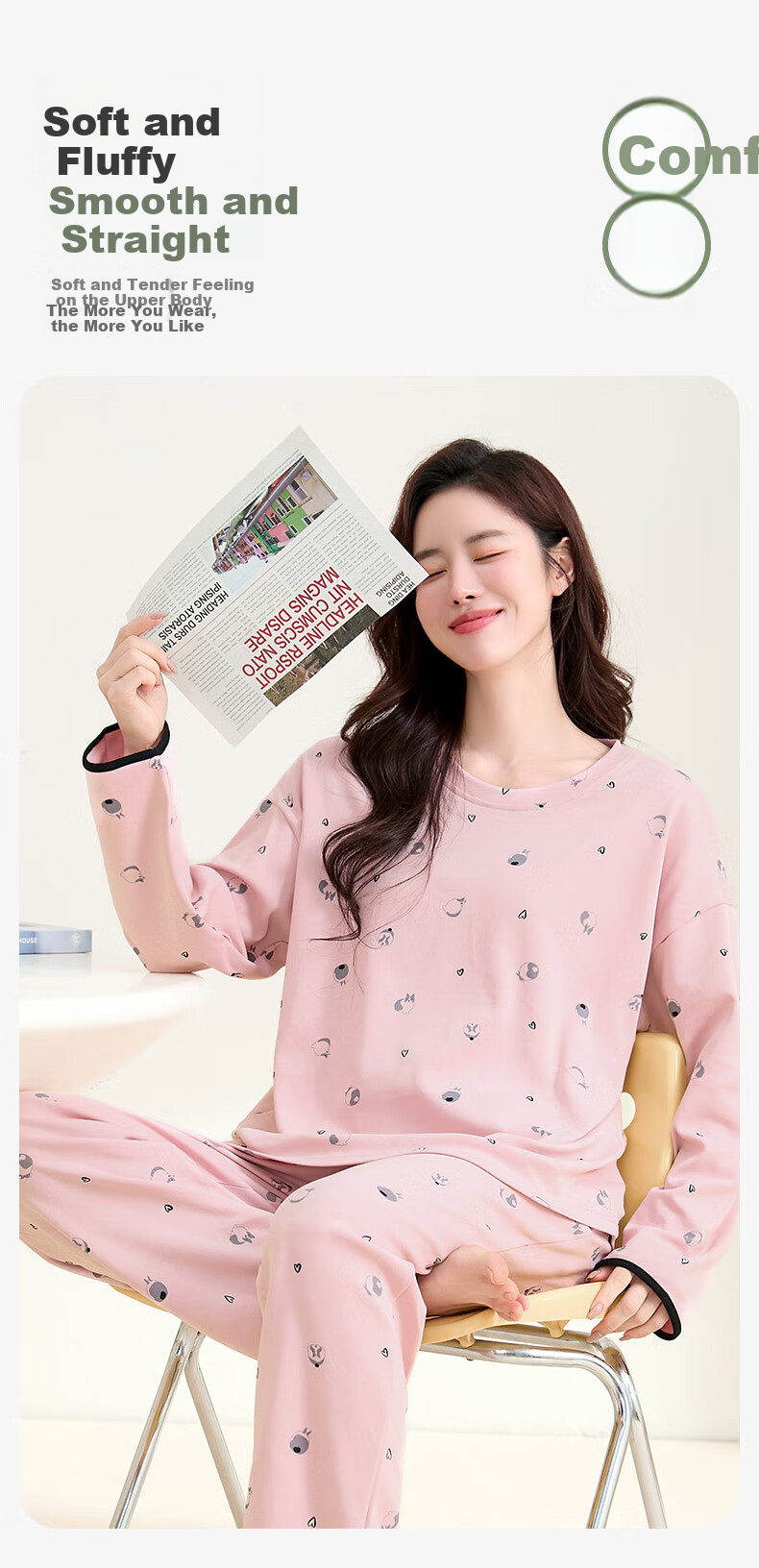 FENTENGCARE Women's Pajamas, Spring 2026 New Collection, Pure Cotton Soft Cotton Cute Cat Home Wear Set for Wome 4