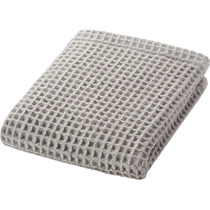 MUJI Полотенце для рук, хлопок, вафельная текстура, тонкое, светло-серое, 34x35 см