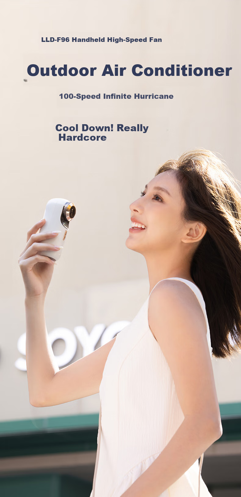 HOMBORSY Wind Treasure Small Handheld Fan Portable Mini Turbine Electric Fan Stepless Speed Adjustment High-Speed Energy-Saving Rechargeable Compact Personal Handheld Quiet Fan for Women F96 Ivory White 1