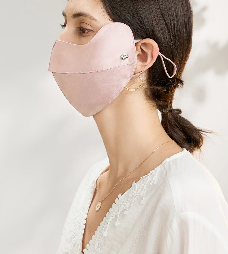ELLE [Grade A Mulberry Silk] Silk Sun Protection Face Mask for Women, Cooling Face Cover, Gift for Girlfriend 21