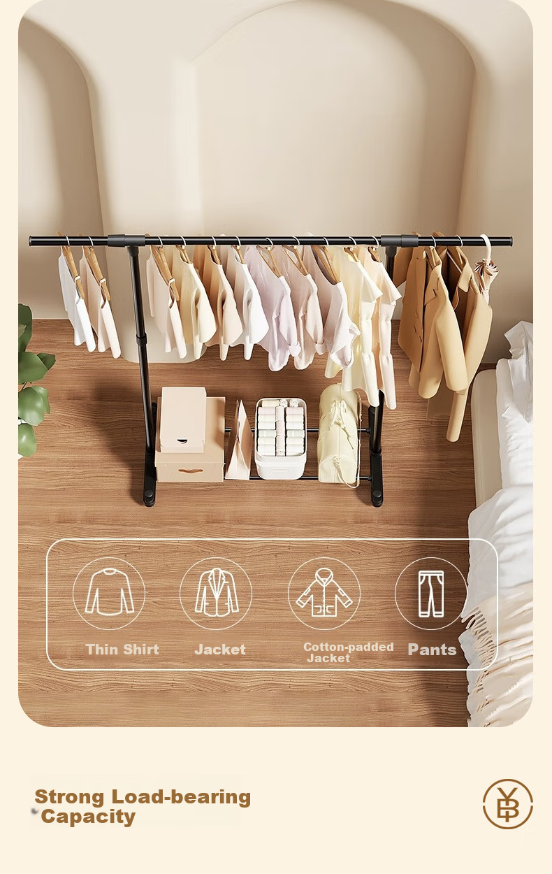Bingyou Retractable Clothes Drying Rack, Floor-Standing Extendable Clothesline for Bedroom Balcony, Indoor Dormitory Laundry Hanger, Single Pole Coat And Hat Stand 7