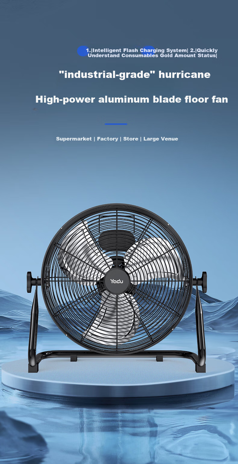 YADU Extra Large Floor Fan Industrial Powerful Cooling Fan High Power Commercial Warehouse Floor Fan 1