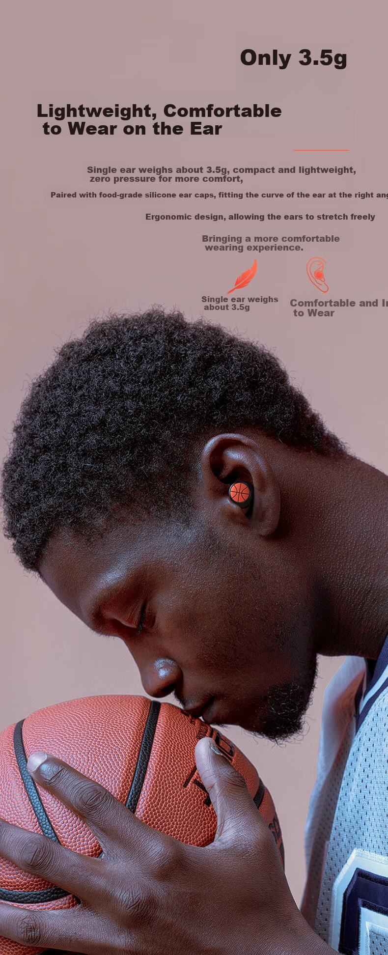 EMEY True Wireless Bluetooth Earphones for Sports And Gaming, Dual-Ear Mini In-Ear Noise-Cancelling Headphones with Long Battery Life, Compatible with Apple, Xiaomi, Huawei Phones T5 Soccer Editio 2