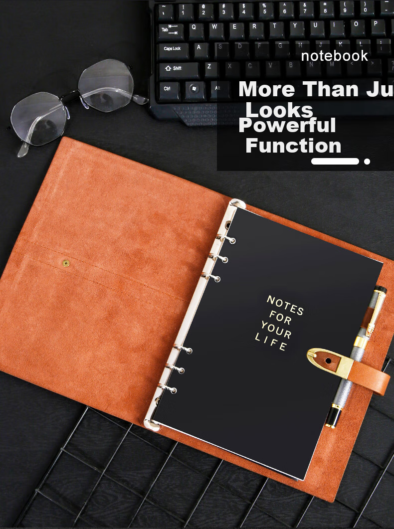 Weimei A5 Notebook, High-Quality Genuine Leather Work Journal, Artistic And Exquisite Diary, Loose-Leaf Notebook, Two-Layer Cowhide, Personalized Planner, National Day And Mid-Autumn Festival Gift, Customizable with Printed Logo 4