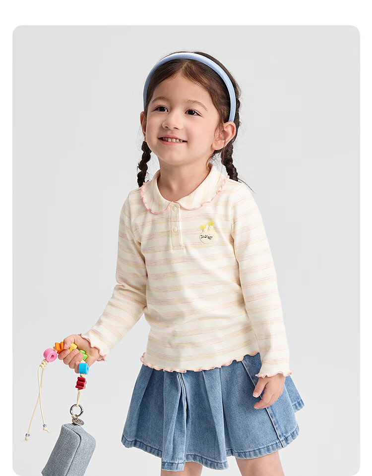 BALABALA BalaOne Children's T-Shirt, Girls' Undershirt, 2025 Autumn Collection, Baby Long-Sleeve Top, Sweet Style, 208325100012 8
