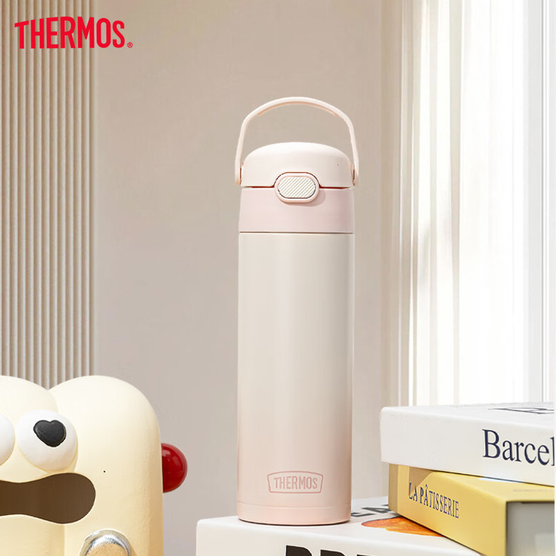 Термос THERMOS 316L из нержавеющей стали с трубочкой для детей, 500 мл, белый