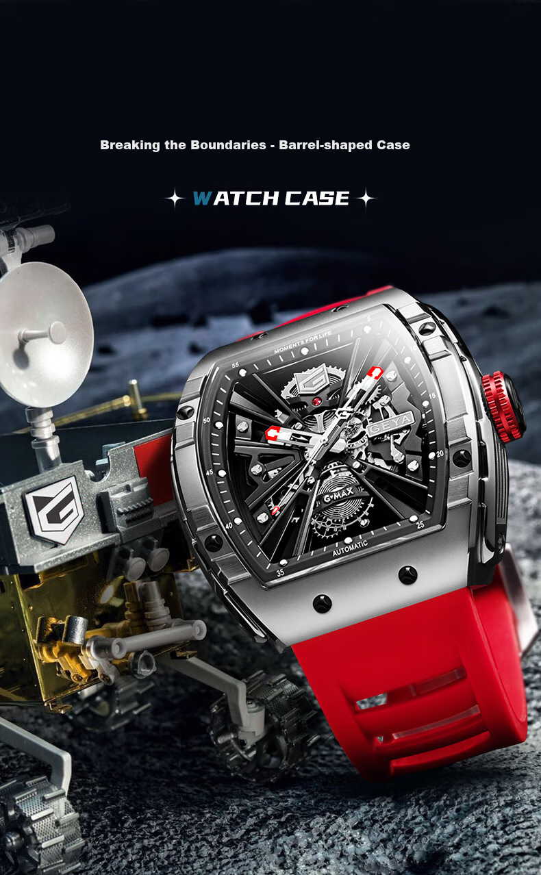 GEYA National Brand Watch, Men's Barrel-Shaped Skeleton Fully Automatic Mechanical Watch, Birthday Gift for Me 7
