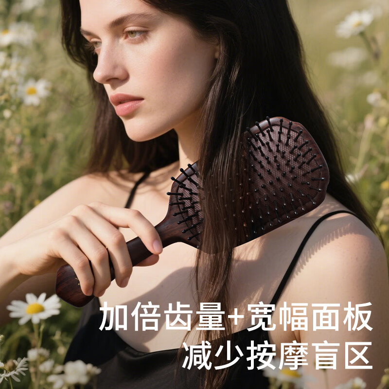 Langfeng Natural Ebony Wood Air Cushion Comb Massage Scalp Volumizing Gift for Women, Friends, Wife, Practical High-End Mid-Autumn Festival Gift for Parents And Elders, Customer Practical Premium Present