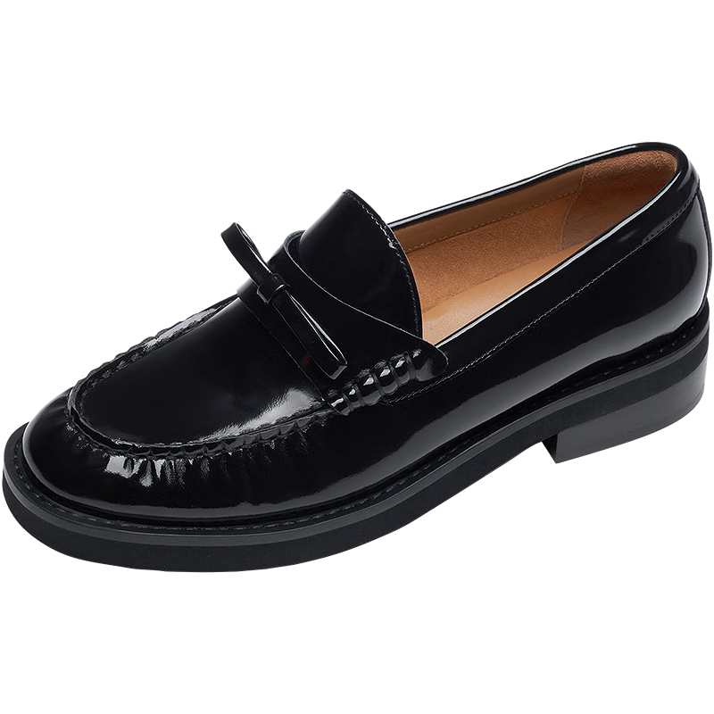 Lyle & Scott Spring Summer Women's Loafers Genuine Leather Fashion Commuter Low Heel Shoes 6T32102 Diva Black BKL 36