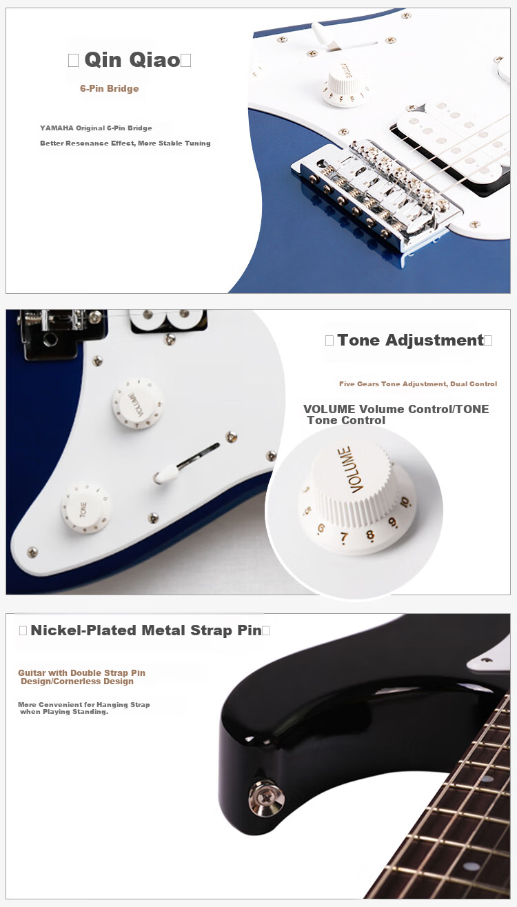 YAMAHA Electric Guitar, PAC Series ST Model Single-Coil Dual-Coil Pickup, PAC012 Black + Accessories Gift Pack 6