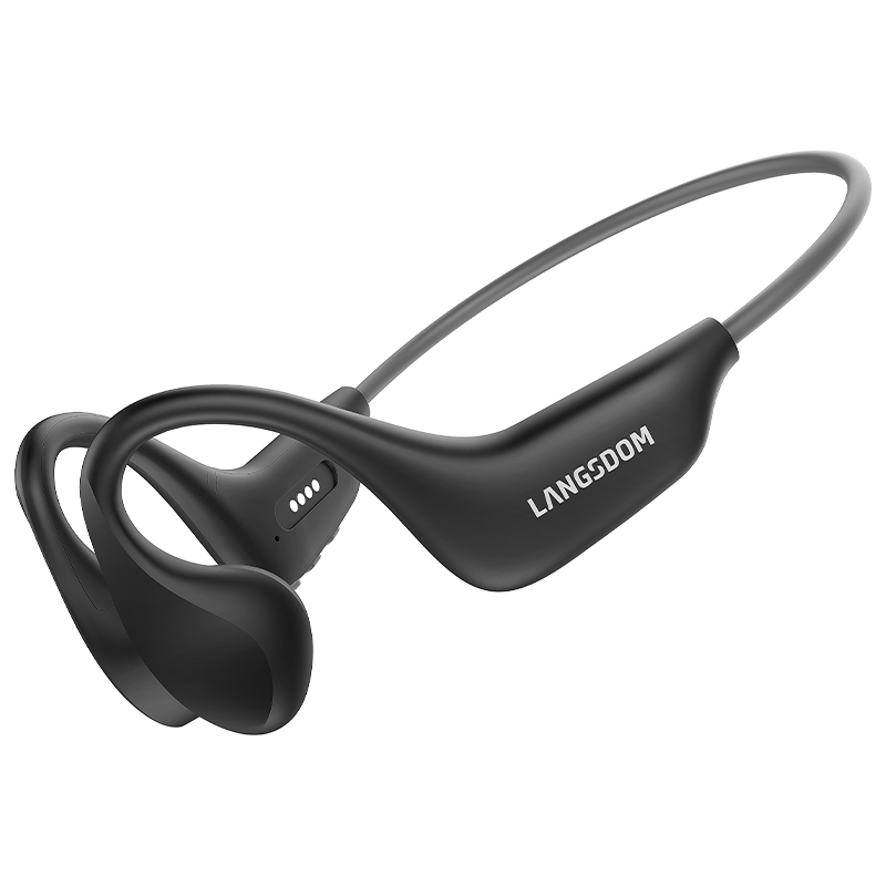 Lanshidun True Bone Conduction Headphones, Open-Style Bluetooth Wireless Gaming Running Cycling IPX8 Waterproof Sports Swimming Earphones, Suitable for Apple Huawei, BE20 Black And Gray