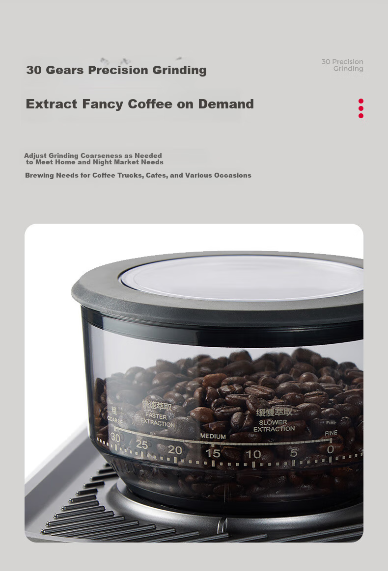 Barsetto [Brand Subsidy 15%] Baisengtu V1 Semi-Commercial Coffee Machine, Small Home Use Fully Automatic Dual Heating Italian Milk Frother Electric Fresh Ground Bean Grinder All-In Machine - Black 21