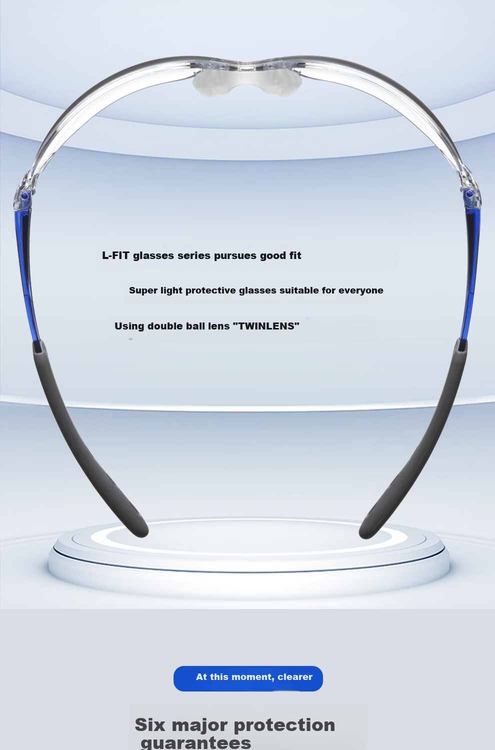 Shanbenguangxue LF-201/202 Lightweight Breathable Impact-Resistant Protective Goggles, Anti-Slip, Splash-Proof, for Grinding, Cutting, Renovation, UV Protection, LF-201 Blue 2