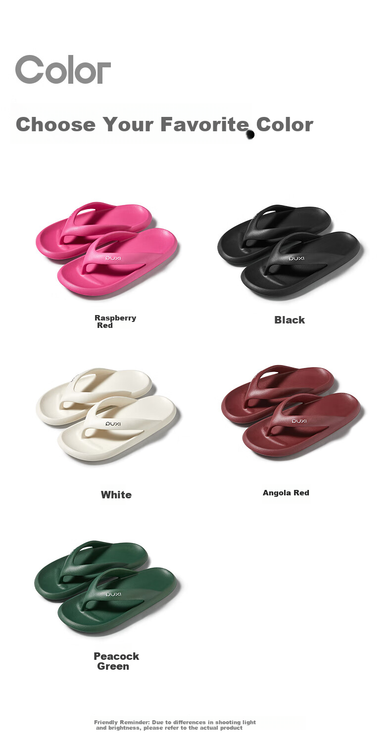 Puxi 2025 Summer Women's Flip Flops Casual Home and Outdoor Slippers for Men Raspberry Color Size 36-37 14
