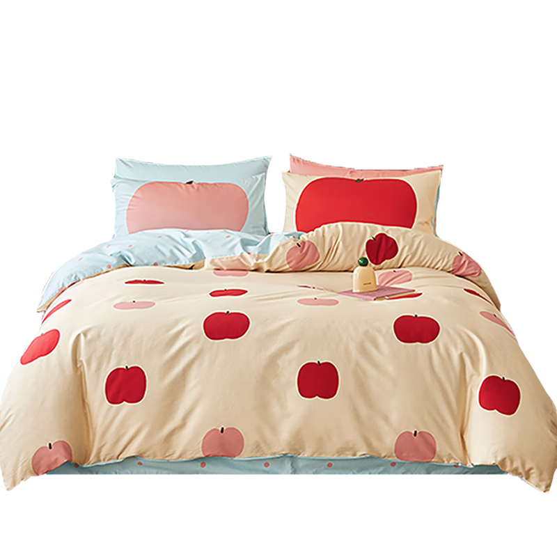 Dohia Home Textile Pure Cotton Bedding Set Three-Piece Single Student Dormitory Cotton Duvet Cover Bed Sheet Set 1.2m Bed 152x218cm